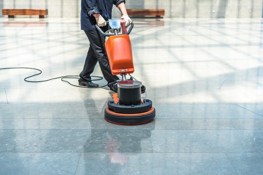 Commercial floor stripping by The Crew Janitorial